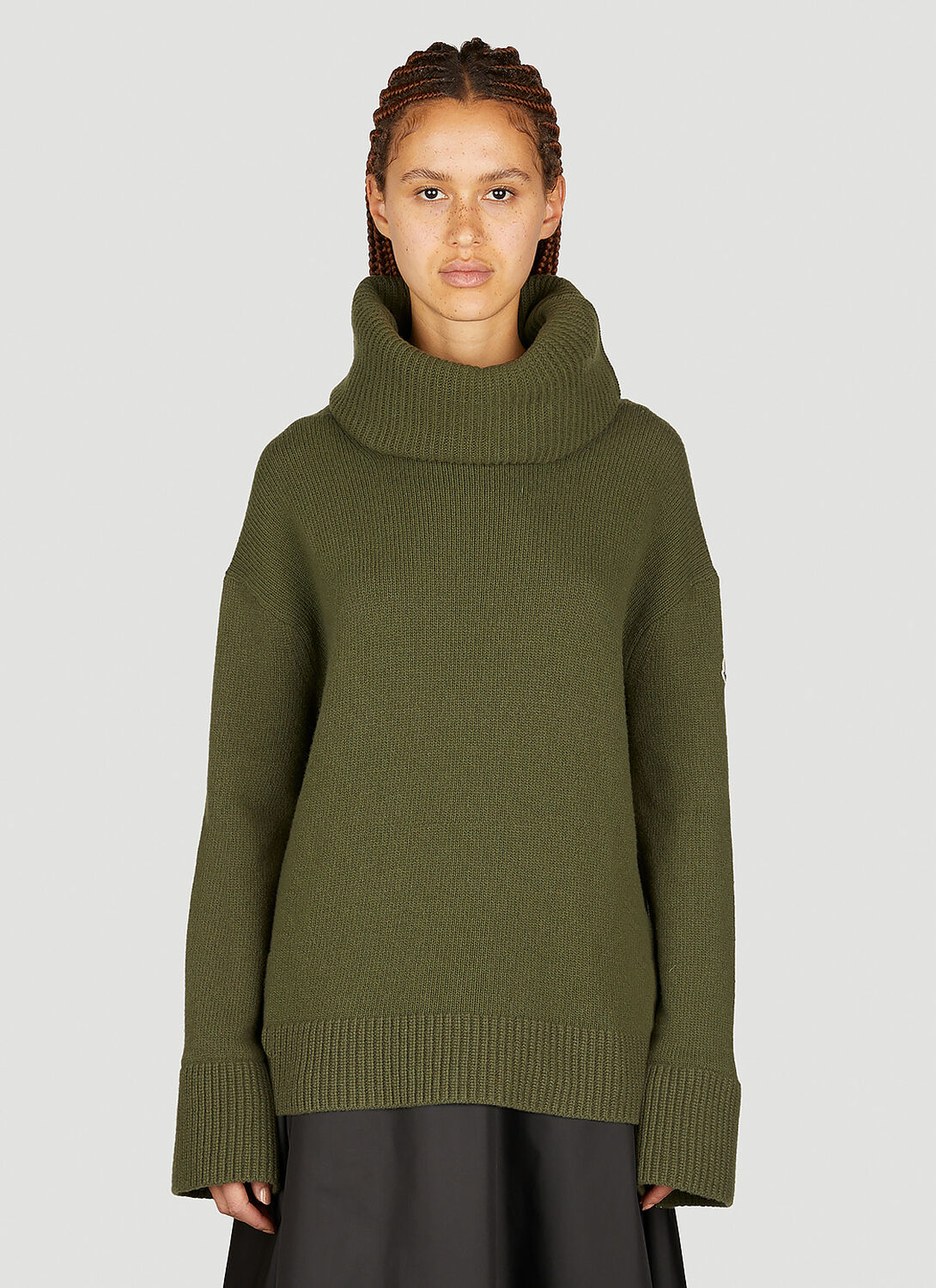 Shop Moncler Wool Polo Neck Sweater In Green