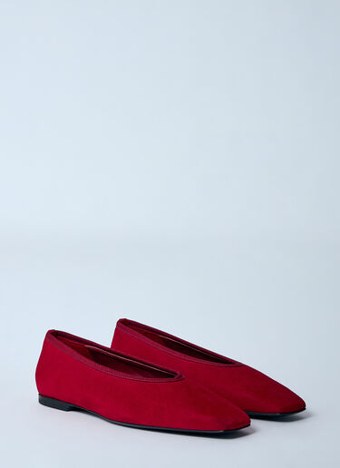 TOTEME Minimalist Suede Ballerina Flats Red tot0260019