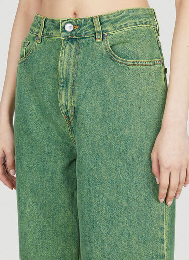 GANNI Overdyed Bleached Jeans Green gan0252012