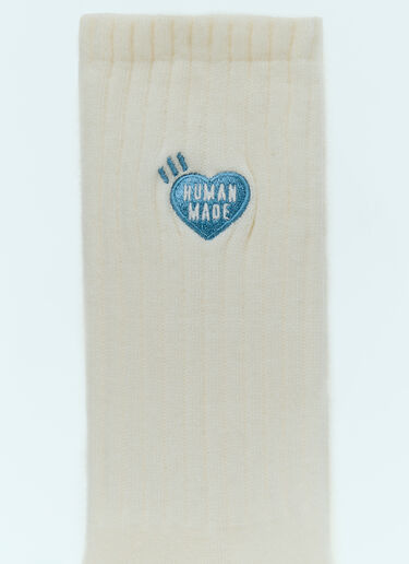 Human Made 徽标刺绣堆堆袜 白色 hmd0156033