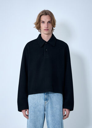 RIER Wool Blend Polo Sweater Black rrr0364001
