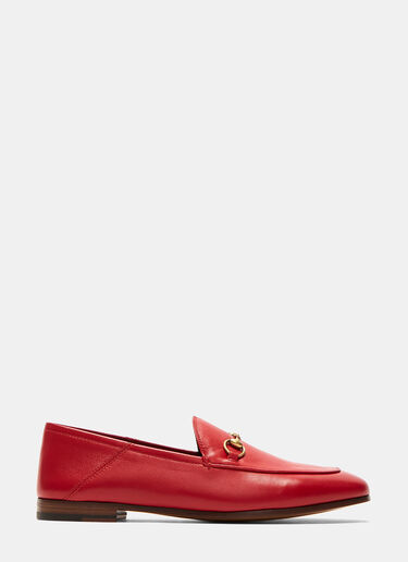 Gucci Jordaan Classic Leather Slip-On Loafers Red guc0227019
