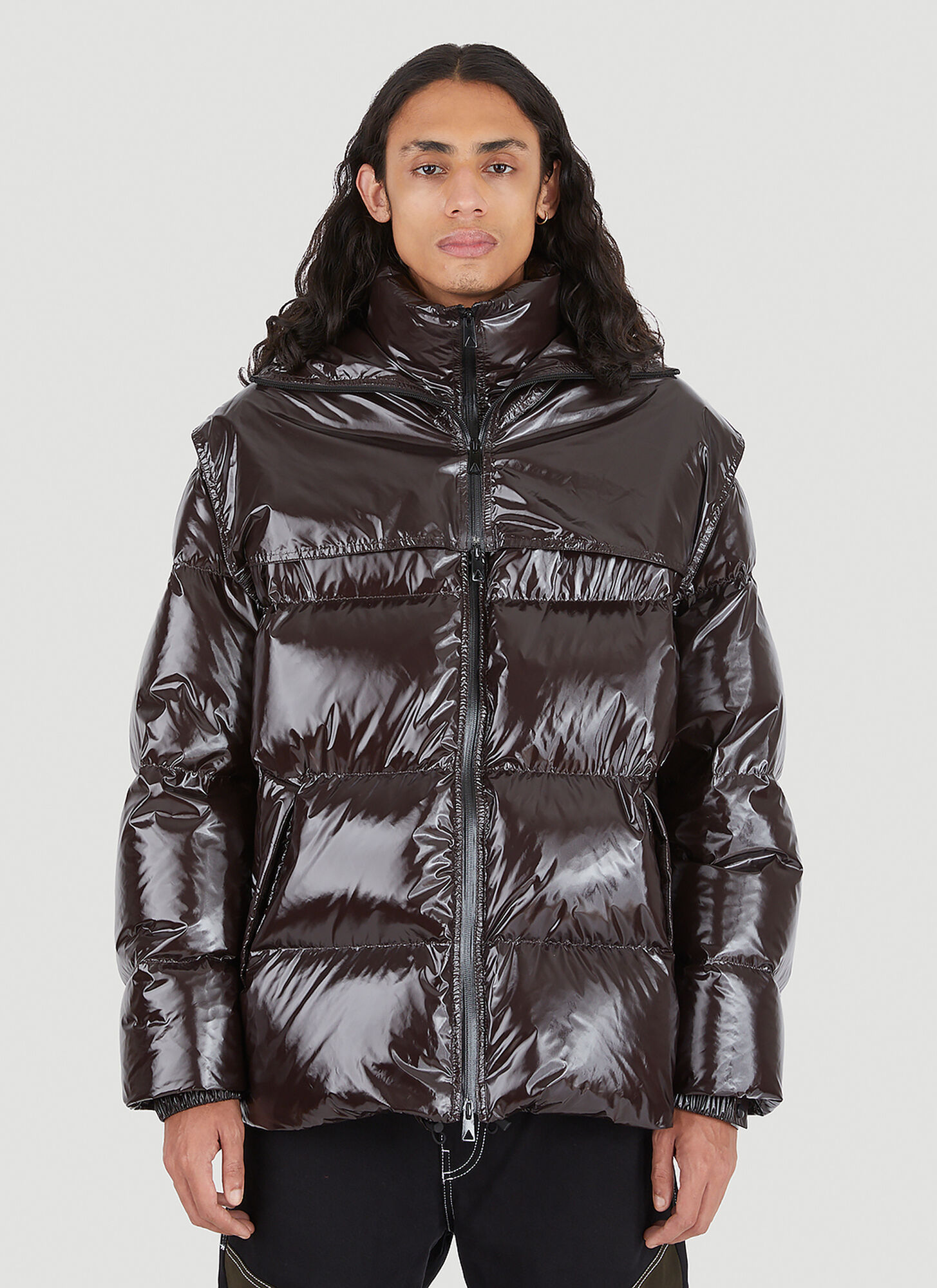 Bottega Veneta Gloss Padded Down Jacket In Brown