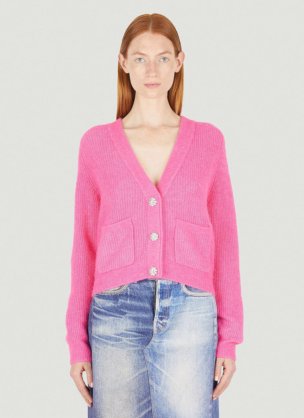 Ganni soft wool knit cardigan sales