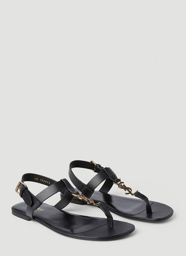Cassandra Logo Sandals Saint Laurent Cassandra Logo Sandals Black sla0151057