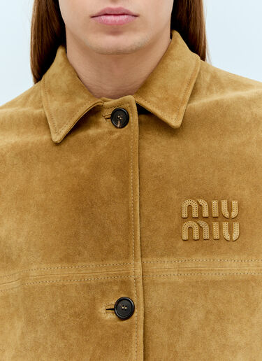 Miu Miu Belted Leather Jacket Camel miu0156009
