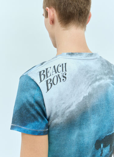 ERL Ripped-Collar Beach Boys T-Shirt Blue erl0156011