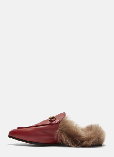 Gucci Princetown Lamb Fur Trimmed Slipper Shoes red guc0229094