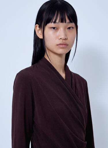 LN-CC® - Max Mara: Asymmetric Draped Dress - Dark Brown Max Mara Asymmetric Draped Dress Dark Brown max0266046
