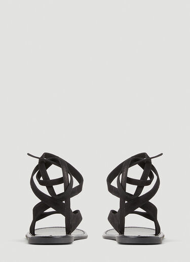 The Row Leather Flat Sandals Black row0253010
