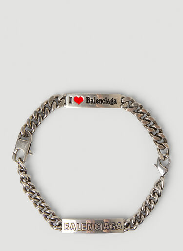 Balenciaga Logo Plate Bracelet Silver bal0347010
