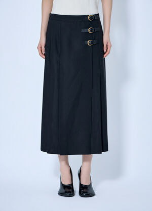 Chloé Virgin Wool Skirt with Buckles Black chl0263021