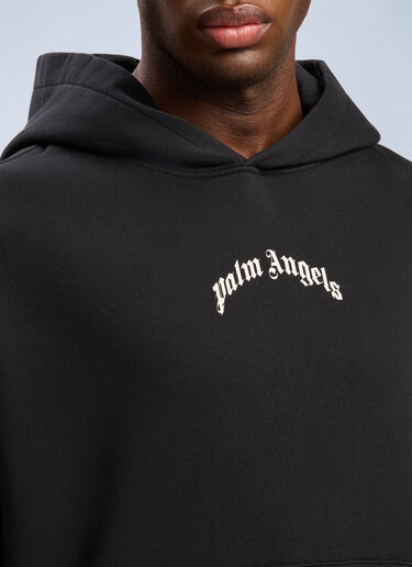Curved Logo Loose Hooded Sweatshirt Palm Angels Curved Logo Loose Hooded Sweatshirt Black pma0162014