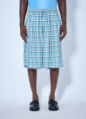 Acne Studios Casual Flannel Check Shorts Blue acn0165012