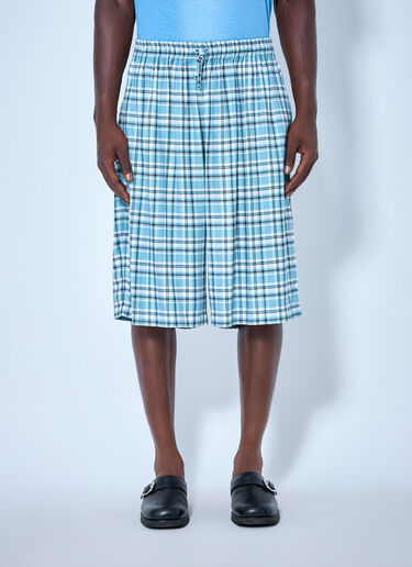 Acne Studios Casual Flannel Check Shorts Blue acn0165012