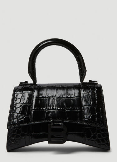 Balenciaga Hourglass Croc XS Small Handbag Black bal0249073