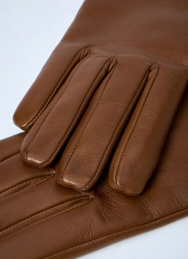 Max Mara Leather Gloves Brown max0261034