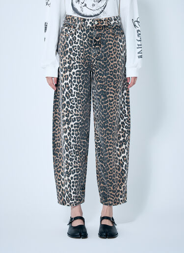 GANNI Leopard Stary Jeans Brown gan0259076