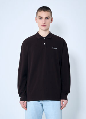 Miu Miu Long-Sleeve Polo Shirt Burgundy miu0159006