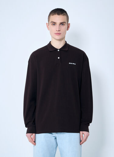 Miu Miu Long-Sleeve Polo Shirt Brown miu0360005