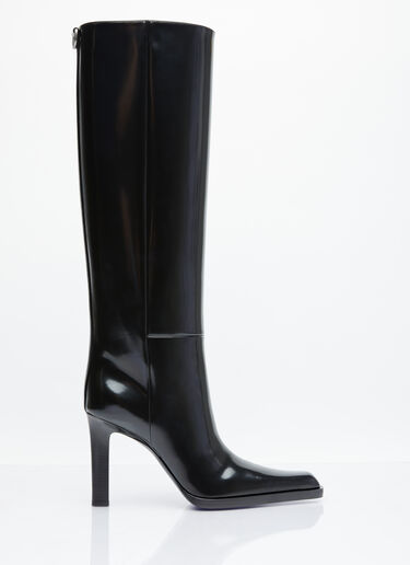 Saint Laurent Nina High Leather Boots Black sla0253057