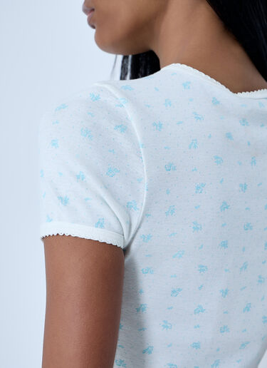 Logo Print T-Shirt Miu Miu Logo Print T-Shirt Blue miu0263013