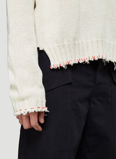 Maison Margiela Distressed Knitted Sweater White mla0143004