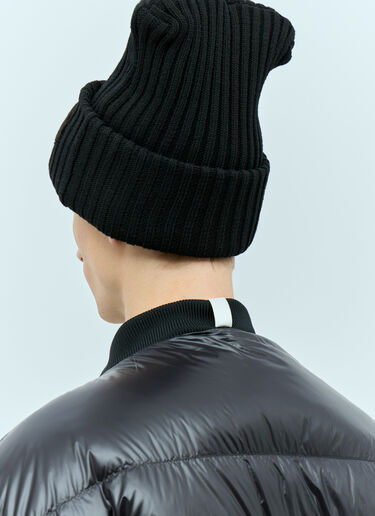 Moncler x Roc Nation designed by Jay-Z Logo Patch Wool Beanie Hat Black mrn0156014