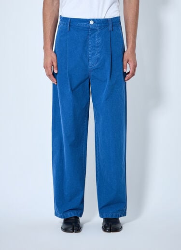 LN-CC® - Marni: Pleated Wide-Leg Trousers - Blue Marni Pleated Wide-Leg Trousers Blue mni0164006