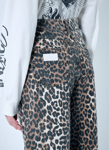 GANNI Leopard Stary Jeans Brown gan0259076