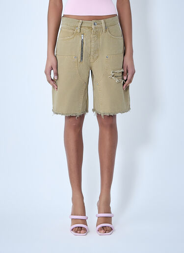 Alexander Wang Frayed Hem Denim Shorts Beige awg0264012