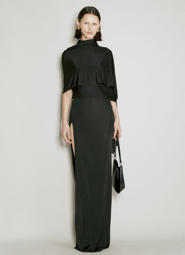 Saint Laurent ハイネックマキシワンピース  ブラック sla0254023