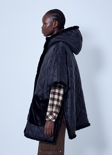 LN-CC® - Moncler: Reversible Hooded Cape - Black Moncler Reversible Hooded Cape Black mon0266027