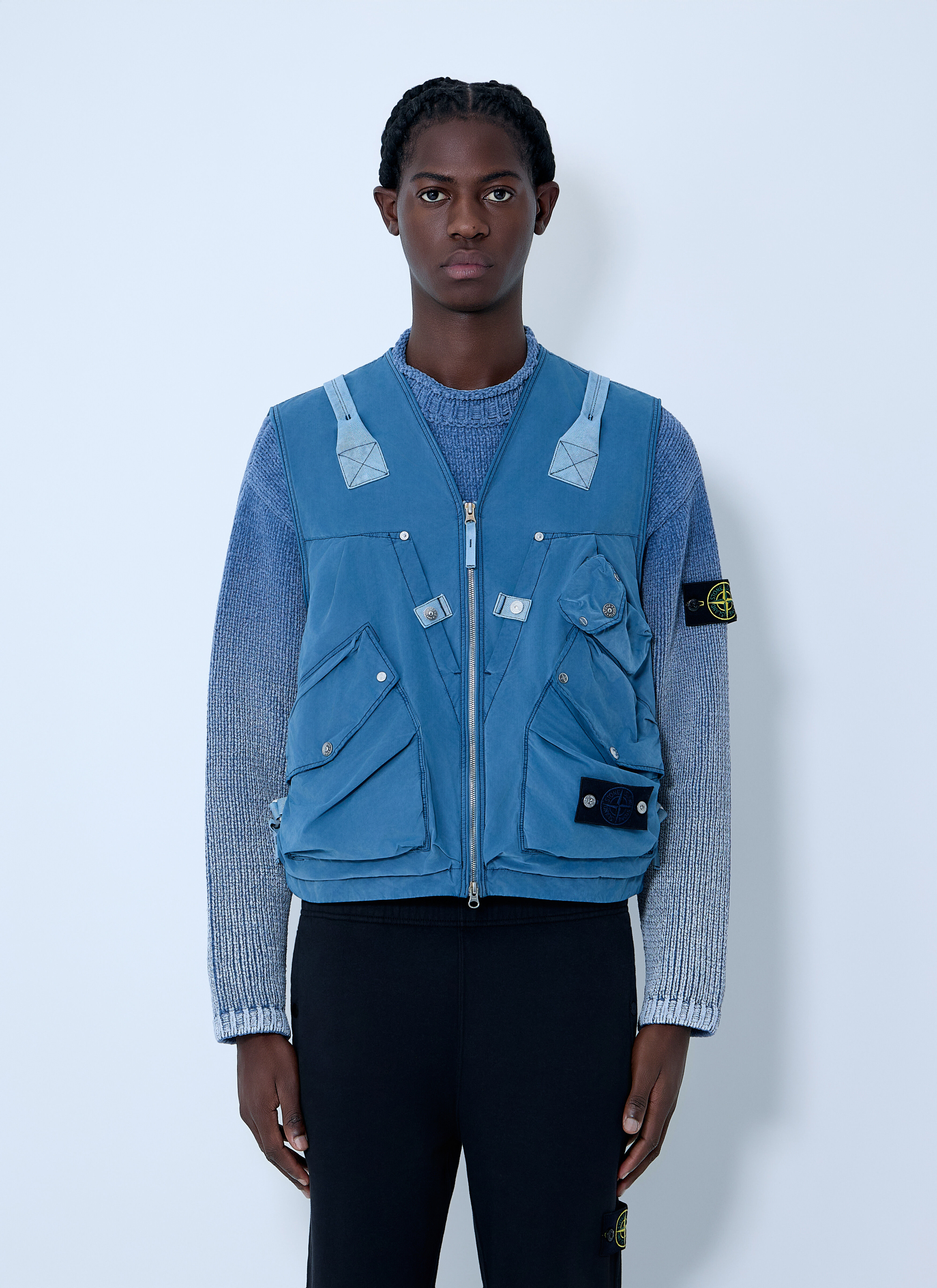 Stone Island Men's' Denim Multi-Pocket Vest in Denim | LN-CC®