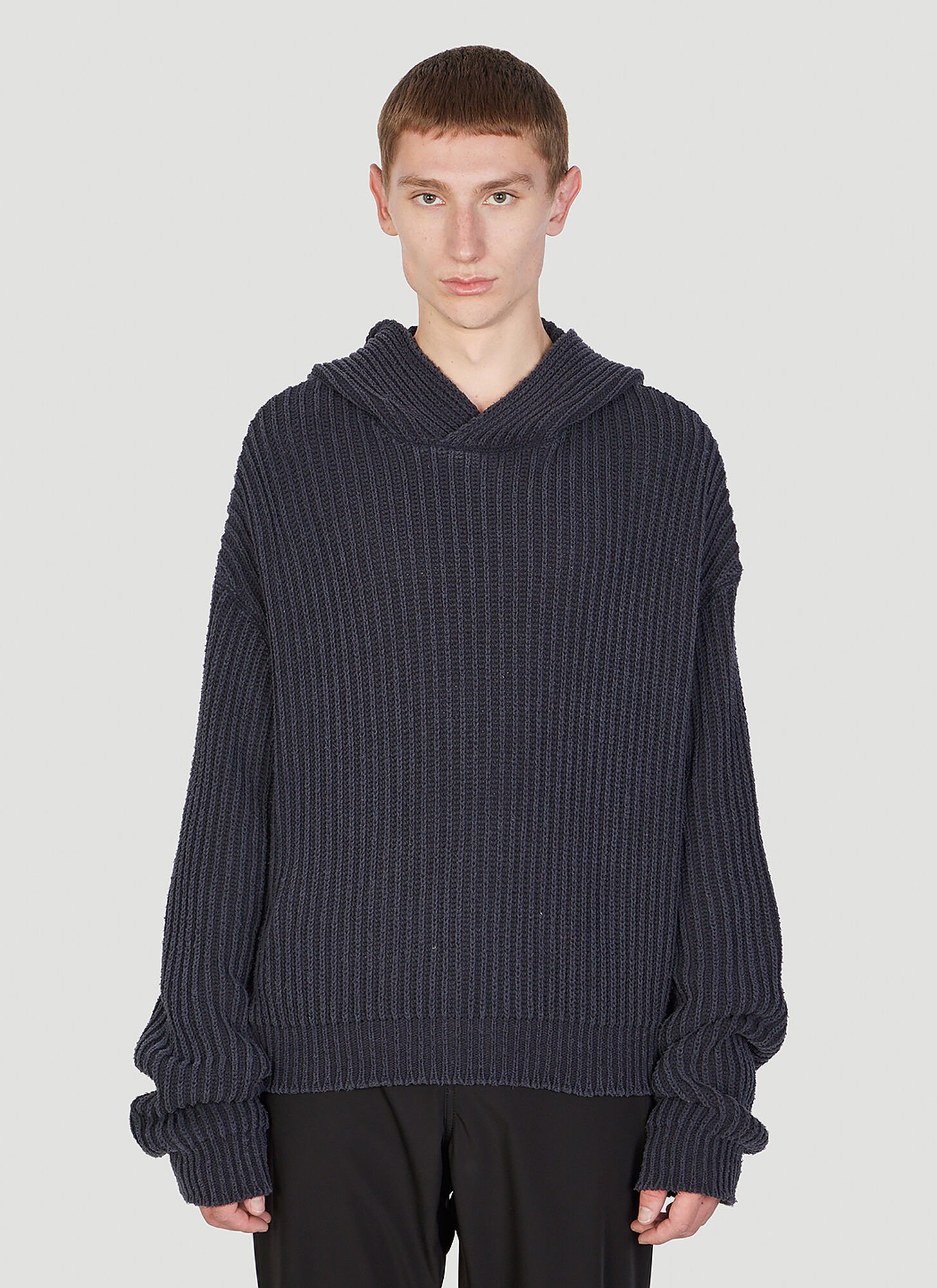 Our Legacy Knitted Sailor Hooded Sweater In Dark Blue