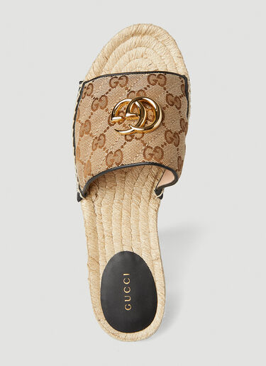 Gucci Logo Espadrille Slides Beige guc0245079