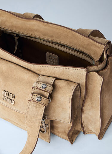 LN-CC® - Miu Miu: Structured Leather Handbag - Cream Miu Miu Structured Leather Handbag Cream miu0265025