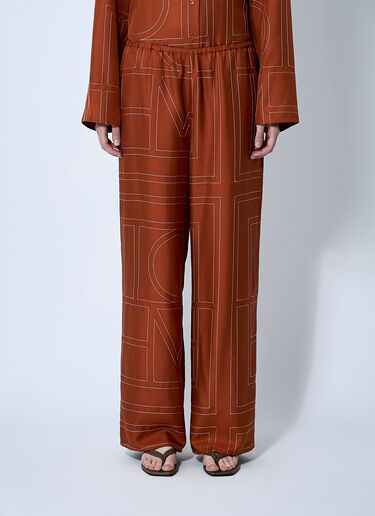TOTEME Monogram Silk Pants Orange tot0261019