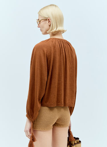 Max Mara 亚麻流苏上衣 棕色 max0256012