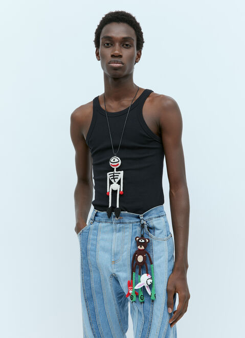 Walter Van Beirendonck One Eyed Skeleton 3D Beaded Necklace White wlt0154030