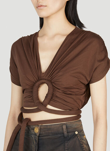 Knotted Cropped Top Balmain Knotted Cropped Top Brown bln0252003