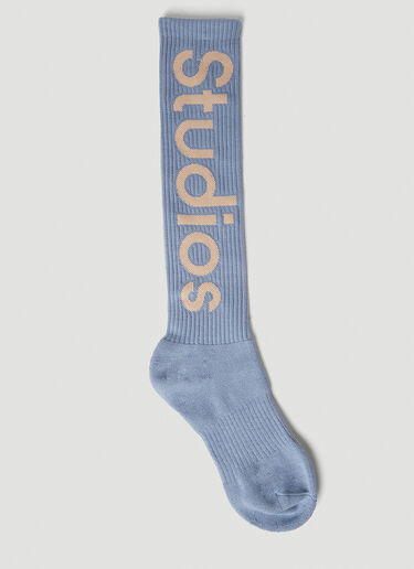 Acne Studios Logo Socks Blue acn0252071