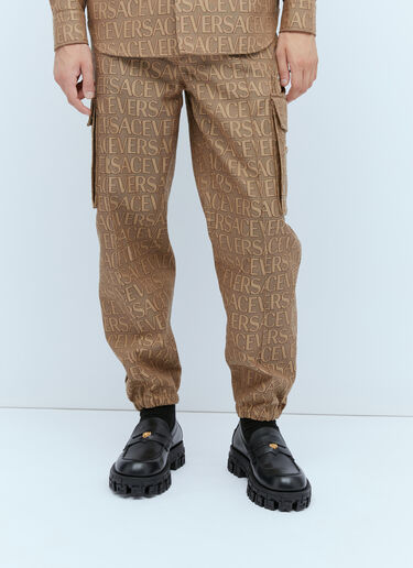 Versace Logo Jacquard Cargo Pants Brown ver0153012
