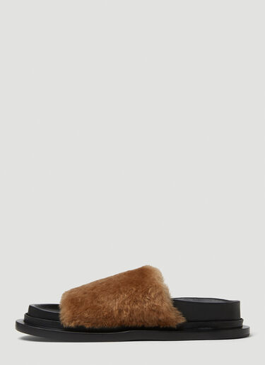 Jil Sander 시어링 샌들 브라운 jil0249021