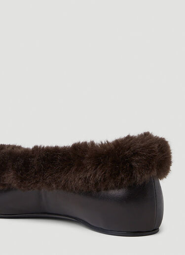 TOTEME Faux Fur Trim Ballerina Shoes Black tot0251046
