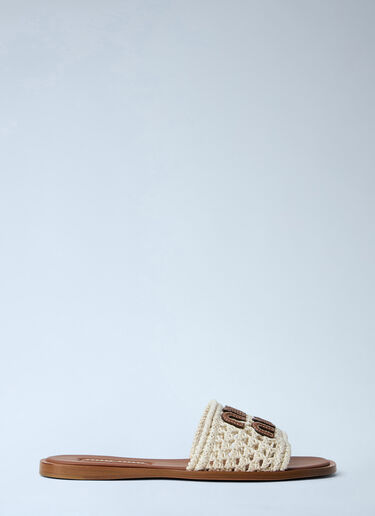 Miu Miu Crochet Slide Sandals Beige miu0264033
