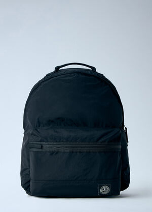 Stone Island Nylon Backpack with Front Zip Pocket Black sto0165083