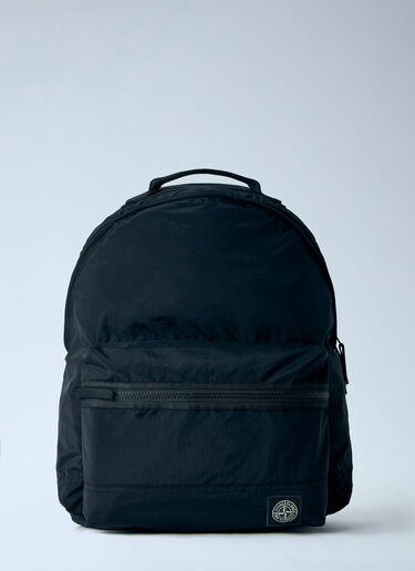 Stone Island Nylon Backpack with Front Zip Pocket Black sto0165083