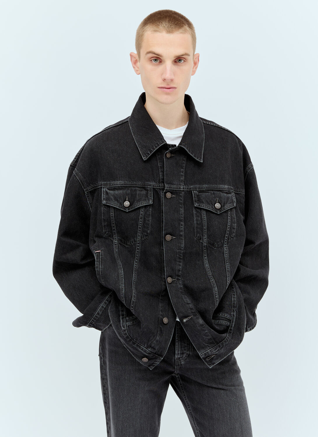 Shop Acne Studios Oversized Denim Jacket In Black