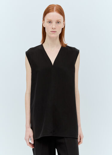 TOTEME Fluid Linen-Blend Top Black tot0256017